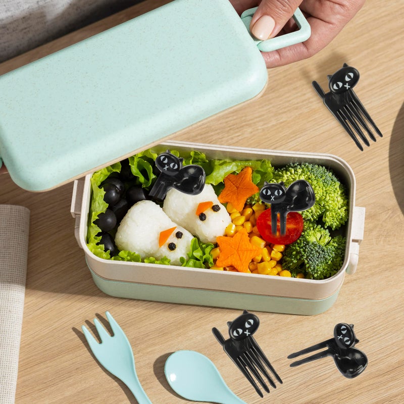 ICYANG Black Cat Food Picks for Fruit Cocktail Picks Bento Lunch Box Forks Decor Party Accessories Palillos Decorativos Comida Cute Animal Reusable Small 12 Pieces - Image 2